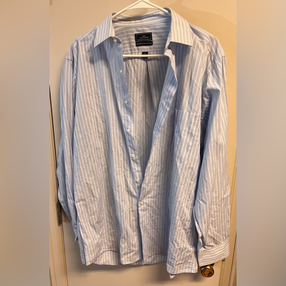 Dockers Long Sleeve Button Down Blue Striped Shirt Men’s Size L  16/16.5